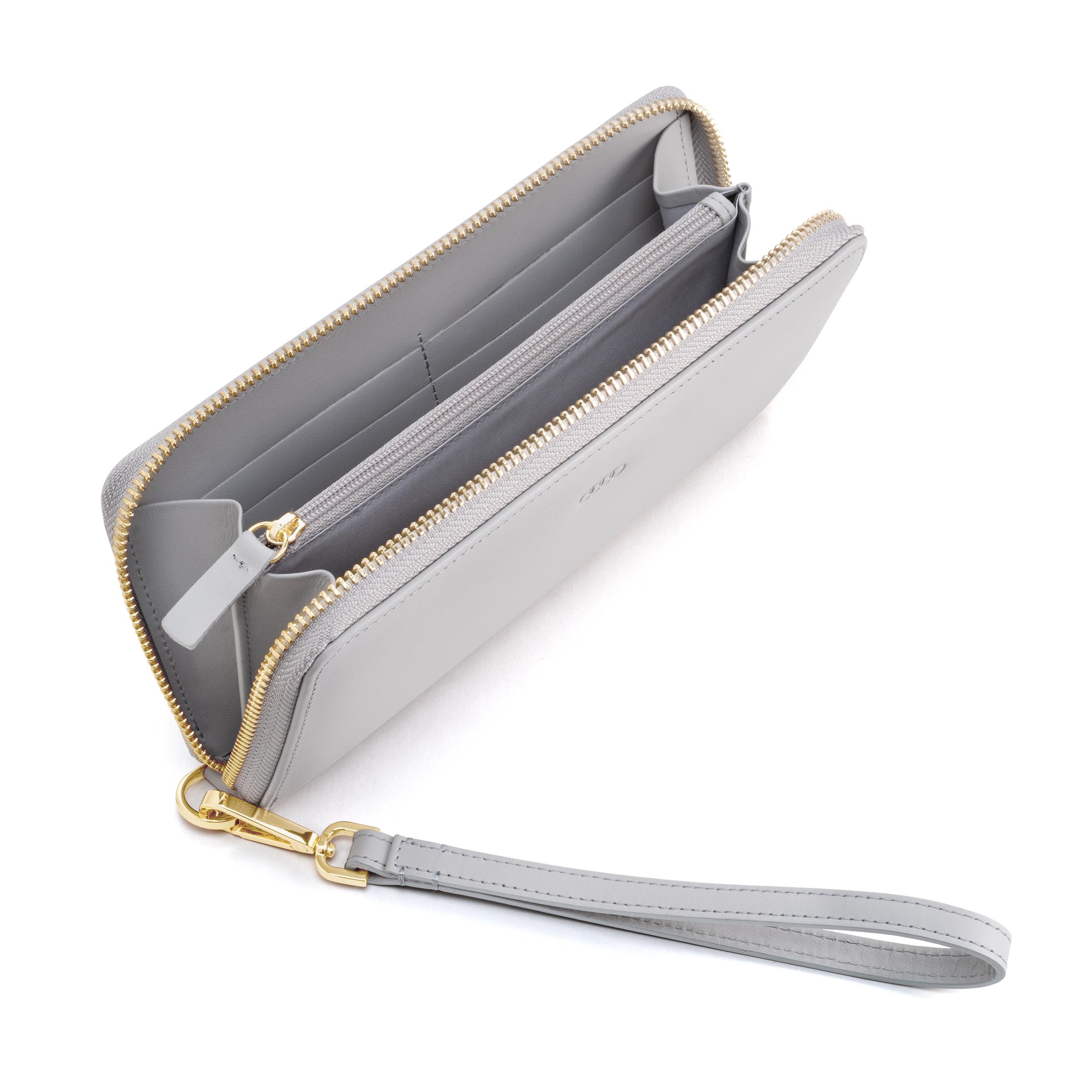 Original Audi Geldbörse Leder mit Handschlaufe, Damen, grau